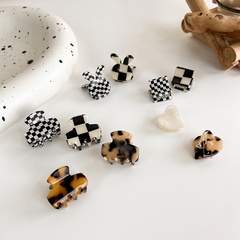 Acrylic Acetate Chessboard Grid Bangs Forehead Small Jaw Clip Popular French Broken Hair Fringe Clip Leopard Print Shark Clip