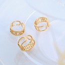 European and American opening nonadjustable letter hollow titanium steel plated 18K real gold tail ringpicture10