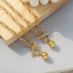 Fashion OT buckle round bead stainless steel necklace wholesale