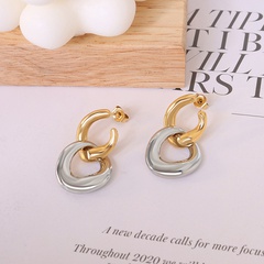 French style ins jewelry C-shaped double ring detachable geometric earrings titanium steel 18k earrings
