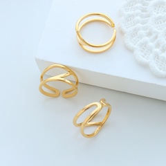 design sense geometric personality joint double-layer ring Korean titanium steel 18K ring