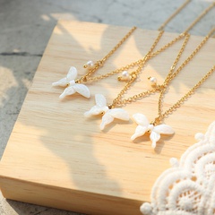 Korean butterfly pearl titanium steel necklace wholesale