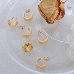 French style jewelry C-shaped geometric compact earrings titanium steel 18k gold earrings