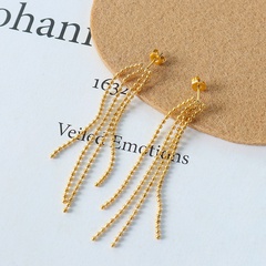autumn and winter new ins retro style exaggerated steel ball tassel earrings
