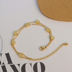 Korea bracelet small heart double layered bracelet titanium steel 18k gold plated bracelet