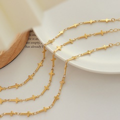 Korea simple design cross bracelet titanium steel plated 18K real gold jewelry