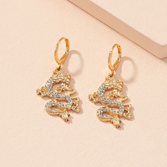 Europe and America Cross Border Jewelry Exaggerated Diamond Chinese Dragon Earrings for Women Graceful and Fashionable Retro Stud Earrings Earrings Wholesale