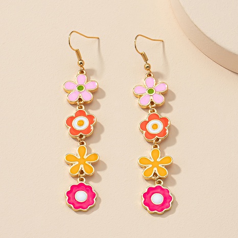 Japan and South Korea Sweet and Simple Stylish Flower Earrings Female Autumn and Winter Personalized Mori Style Dripping Oil Fresh Ear Jewelry's discount tags