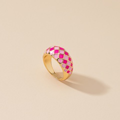 French Oil Dripping Checkerboard Ring Rhombus Special-Interest Design Index Finger Ring Simple Ring Jewelry