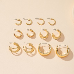 European and American Popular Ornament 6 Pairs Basic Ring Earrings Match Sets Cross-Border Trade Earrings Wholesale Qingdao Ornament Factory