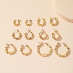 new fashion jewelry wholesale 6 pairs of basic hoop earrings fashion retro earring set