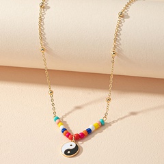 2021 Autumn and Winter New Eight-Diagram-Shaped Appetizer Yangyang Pendant Necklace Multicolor Internet Celebrity Accessories Color Bead Necklace