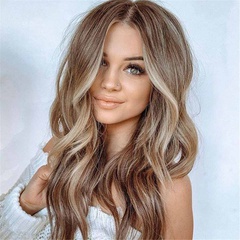 Wig European and American Ladies Wig Long Curly Hair Mid-Length Synthetic Wigs Front Lace Small Lace Foreign Trade Wig Wig