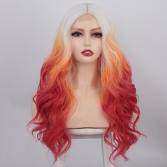 Perruque pour dames européennes et américaines petite dentelle cheveux longs bouclés perruque grande vague dégradée tricolore