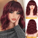 European and American Ladies Wig Short Curly Hair Wine Red Bangs Wigs Womens Shoulder Curly Hair Korean Style Spot One Piece Dropshippingpicture8