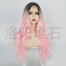 wig small lace long curly hair big wavy gradient pink chemical fiber headgearpicture13