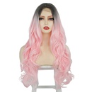 wig small lace long curly hair big wavy gradient pink chemical fiber headgearpicture16