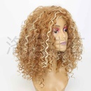 Damen Chemiefaser Percken Europische und amerikanische gemischte Farbe afrikanische kleine lockige Haar percken lange lockige Percken Damen Spot Kopf bedeckungpicture10