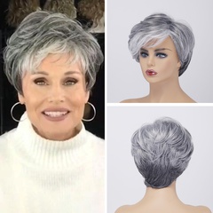 Fashion women's wigs short straight hair gray and white short hair sets wholesale