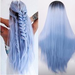 Außenhandel Spot Modetrend Perücken Damen langes glattes Haar blau lange gerade Perücken Spot grenz überschreiten des