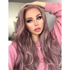Cross-Border E-Commerce Pink Split European and American Style Wig Fashion Big Wave Curly Wig Long Curly in Stock One Piece Dropshipping