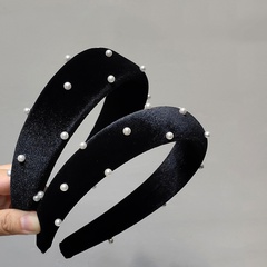 Black velvet headband pearls headband retro Korean headdress wholesale