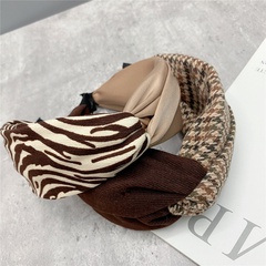 fashion color matching wide side head buckle Korean leopard-print fabric hair accessories wholesale