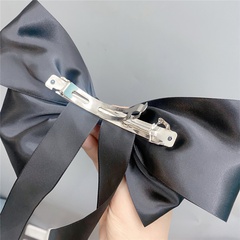 A028-1 Wu Xiyan Same Style Oversized Black Bow Barrettes Long Streamer Double Layer Hairpin Temperament Korean Style Hair Accessories