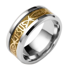 Men's Titanium Steel Geometric Pattern Carved Ring