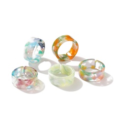 nuevo anillo de acrílico de color caramelo de color de joyería creativa transfronteriza conjunto de 5 piezas