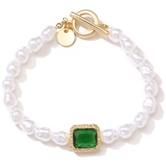 21 grenz überschreitende neue kreative einfache Mode Damen schmuck Perlen hand schmuck Diamant Edelstein geometrische Metall armband