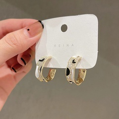 Korean ins cow pattern C-shaped autumn and winter earrings temperament earrings