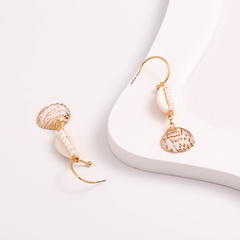 fashion golden C-shaped ear hook personality natural shell pearl earrings jewelry