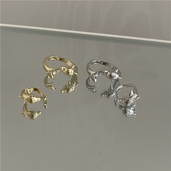 Metal little dolphin ear clip fashion texture simple cold wind earrings same ring