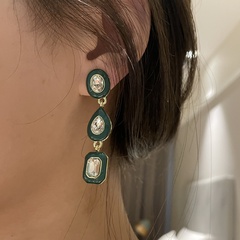 Französische Retro-Creme im Hongkong-Stil Nischen design Farbe lange Zirkon-Diamant-Ohrringe S925 Silbern adel Temperament Ohrringe
