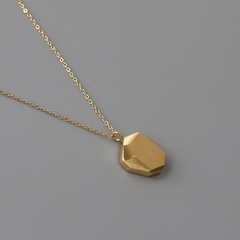 All-Match Brushed Irregular Matte Gold Square Geometric Fashion Necklace Clavicle Chain Titanium Steel 18K Gold Plating