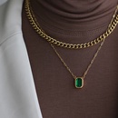 Fall Winter Sweater Chain Green Diamond Stacked Titanium Steel Multilayer Necklacepicture6