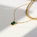 Fall Winter Sweater Chain Green Diamond Stacked Titanium Steel Multilayer Necklacepicture7