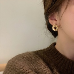 Korea's winding earrings fashion geometric hollow flower earrings