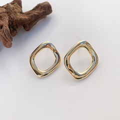Rhombus Hollow Earrings Geometric Fashion Electroplating Real Gold Earrings