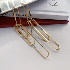 European and American Oval Earrings Ins Cold Style Metal Design Glossy Geometric Personalized Long U-Shaped Earrings Earrings for Women