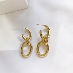 European and American Buckle Earrings High-Grade Cold Style Metal Special-Interest Design Celi Joint Earrings Electroplated Real Gold Earrings