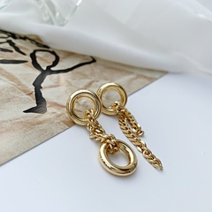 Korea round ring tassel earrings geometric simple fashion long earrings