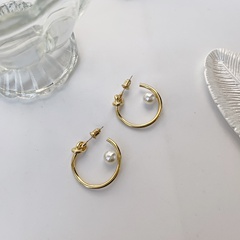 European and American Circle and Pearl Earrings Ins Simple Personalized All-Match Face Slimming Temperament Knotted Ear Ring Gold Plated Earrings