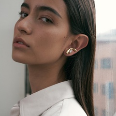 asymmetrical glossy diamond earrings European and American punk personality simple earrings