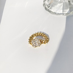 European and American square diamond chain ring design retro stitching index finger ring