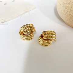 multi-layer stacking earrings fashion simple earrings electroplating real gold earrings