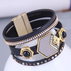 European and American fashion leather multi-layer magnetic buckle bracelet wholesale