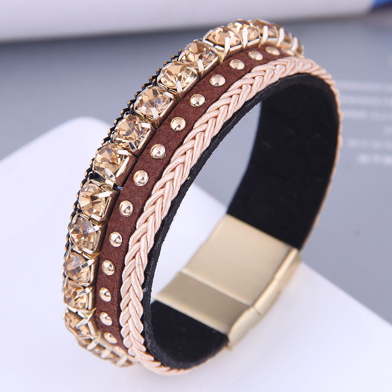 European and American fashion metal flashing diamond chain magnetic buckle bracelet