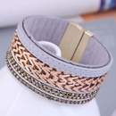 European and American fashion metal flashing diamonds leather wide magnetic braceletpicture4
